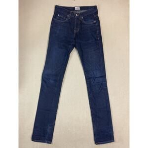 Naked and Famous Jeans Womens 29 Indigo Blue Straight Slim Fit Mid Rise Long
